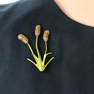 复古珐琅小众设计结籽花狗尾草胸针毛衣西服别针配饰生日礼物