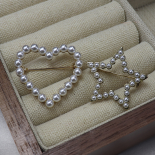 时尚简约心形，五星珍珠胸针别针服装帽子毛衣包包配饰