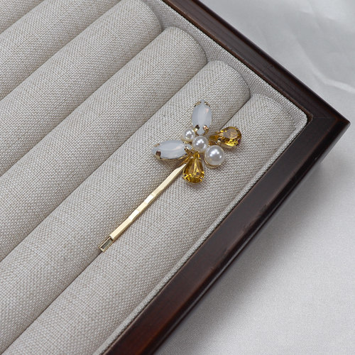 Jennifer Behr蝴蝶水钻珍珠发夹边夹刘海夹一字夹发饰头饰