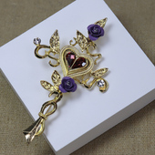 中古重工vintage暗夜玫瑰拉夸lac roi十字架胸针项链吊坠两用打标