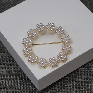 日系风皆川元 配饰 素珍珠花朵圆环胸针胸花毛衣西服服装