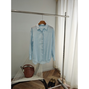 G6081 宽松翻领清凉感纯色衬衫 夏季 休闲多巴胺薄款