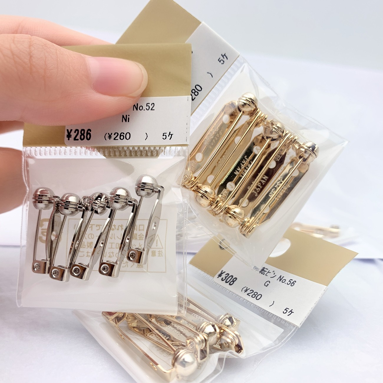 贵和旋转式安全胸针别针饰品基础配件粘土软陶胸针镀金色日本kiwa