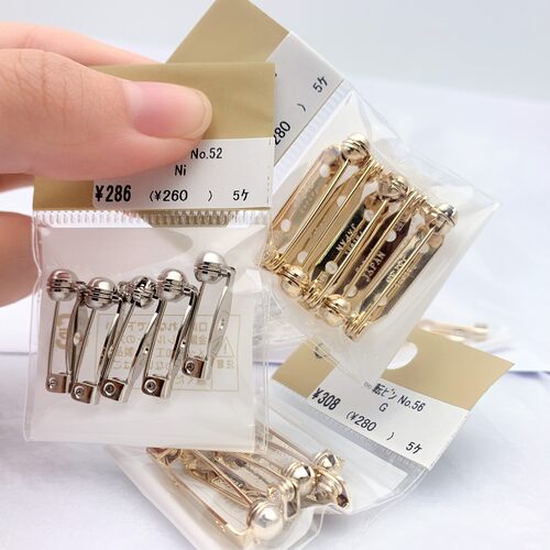 贵和旋转式安全胸针别针饰品基础配件粘土软陶胸针镀金色日本kiwa