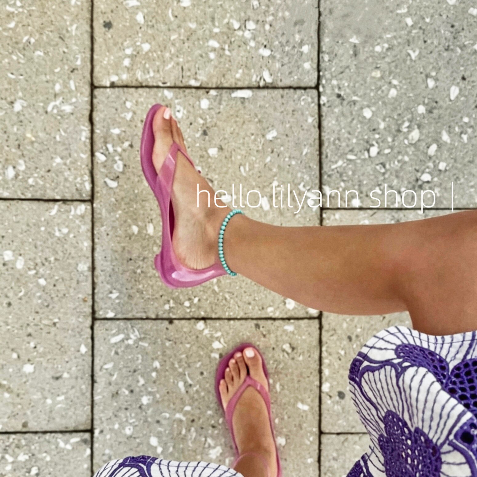 ins度假风串珠脚链hello小众设计自制春夏出游海岛松弛感可沾水女