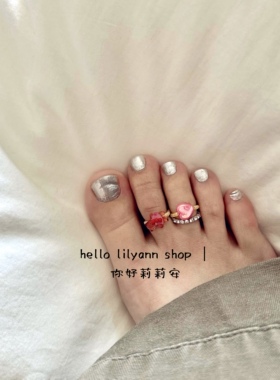 爱心小熊ins春夏脚戒指hello原创设计小众趣味个性叠戴显白可爱女
