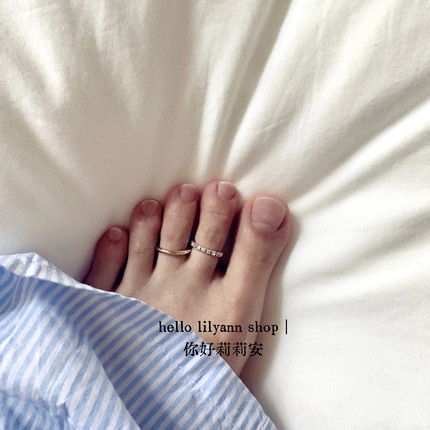 经典百搭满钻弹力脚趾戒指hello自制轻奢显贵气质ins叠戴高级氛围