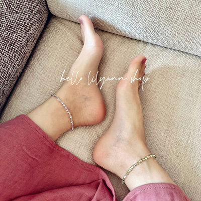 超闪璀璨古董手工琉璃弹力脚链