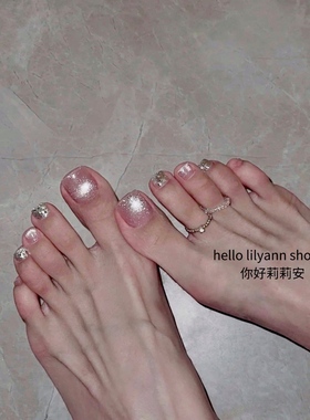 佩戴无感自制美产14k包金珠脚戒