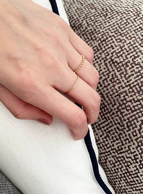 不褪色美产纤细金珠软链戒指14K