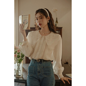 壹晓晓 复古气质上衣 女法式 清仓8折 双层刺绣娃娃领衬衫