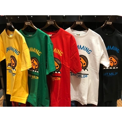 日系潮牌bape猿人头乒乓猴儿童休闲半袖男女童圆领短袖T恤中大童