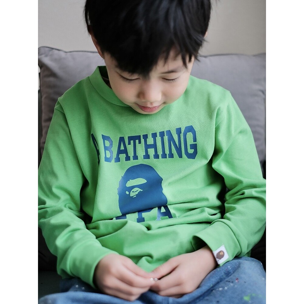 日系潮牌儿童长袖T恤春秋款中大童儿童白色男童纯棉打底衫t恤上衣