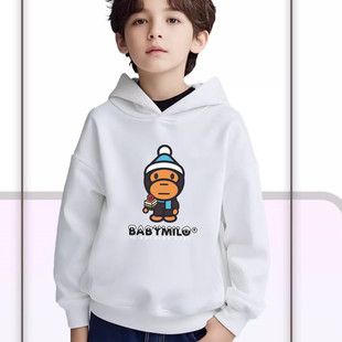 日系潮牌雪人卡通帽衫男女儿童连帽加绒休闲上衣秋冬童装套头卫衣