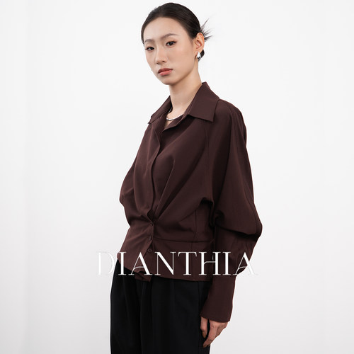 设计感轻奢高级感咖色衬衫女职业