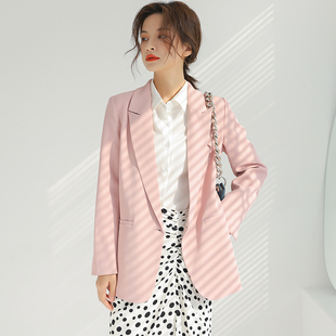 粉色西装外套女气质高级感小众韩版休闲小个子显瘦时尚气质西服秋