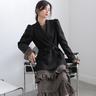 泡泡袖西装外套女韩版设计感小众高级2025年新款秋季英伦风小个子