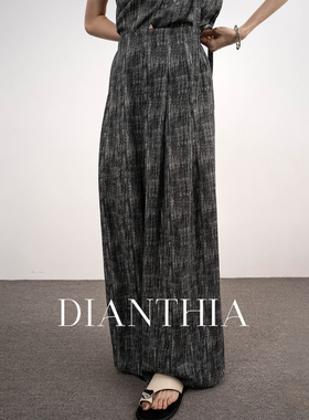 DianThia老钱风高腰阔腿裤女夏季慵懒松弛感宽松显瘦垂感休闲长裤