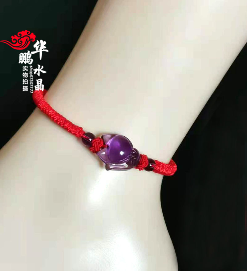 2026年紫水晶旺桃花脚链 紫晶狐狸脚链 水晶狐狸脚链