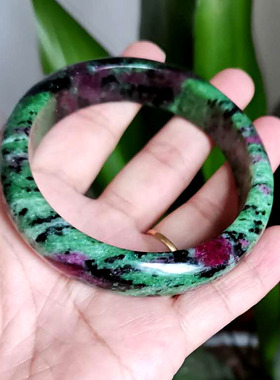 天然水晶红绿宝手镯共生简约大气