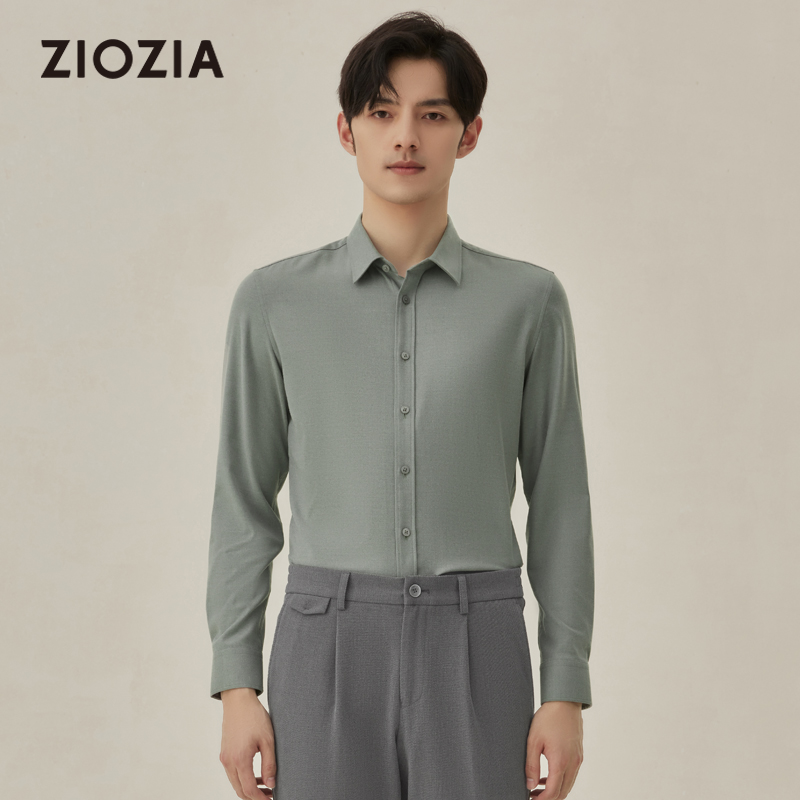 ZIOZIA男装秋季衬衫休闲商务正装长袖衬衣ZWCC4127X