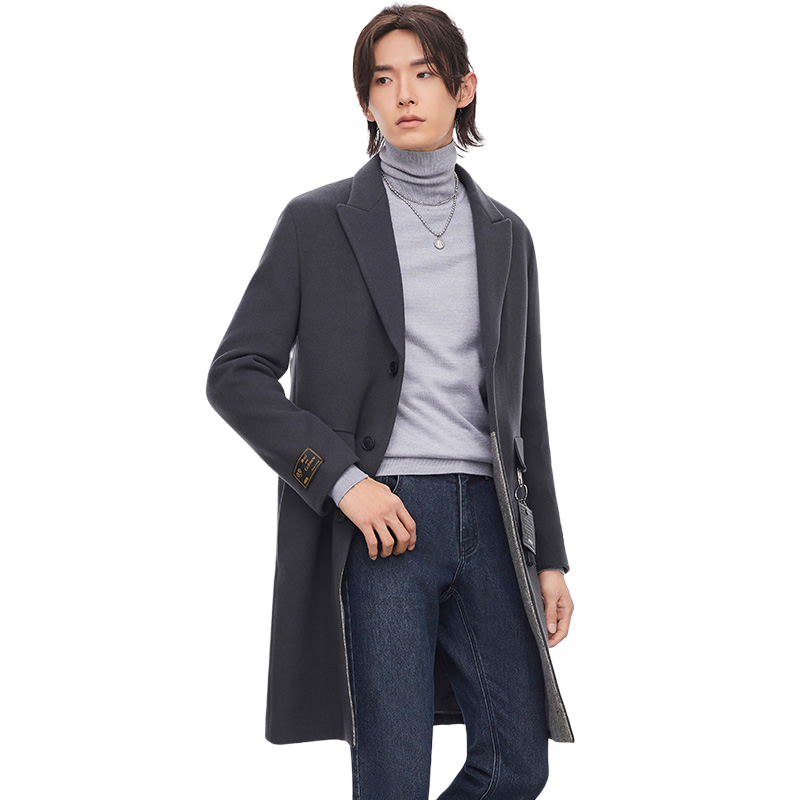 ZIOZIA男装秋冬毛呢大衣男韩版保暖大衣外套ZCG14904C