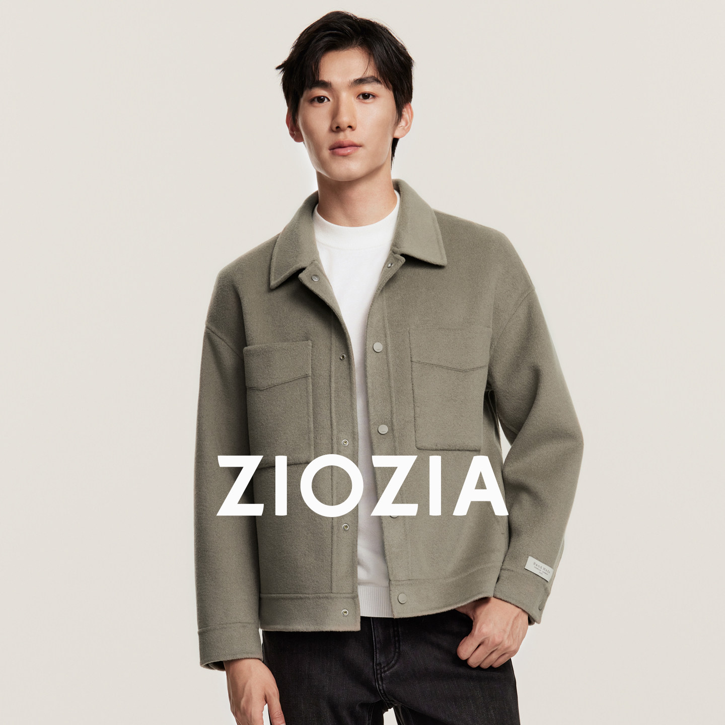 【羊毛混纺】ZIOZIA男装秋季双面呢短款呢大衣夹克外套青年上衣