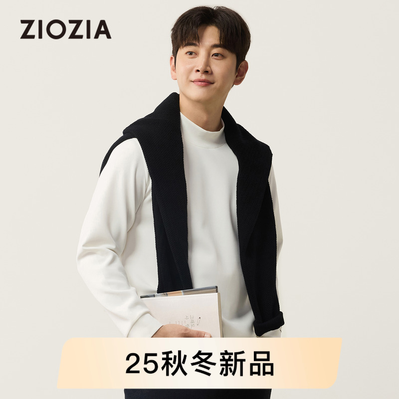 【空气层】ZIOZIA通勤男装25秋半高领保暖级简长袖T卫衣ZYEE3246A