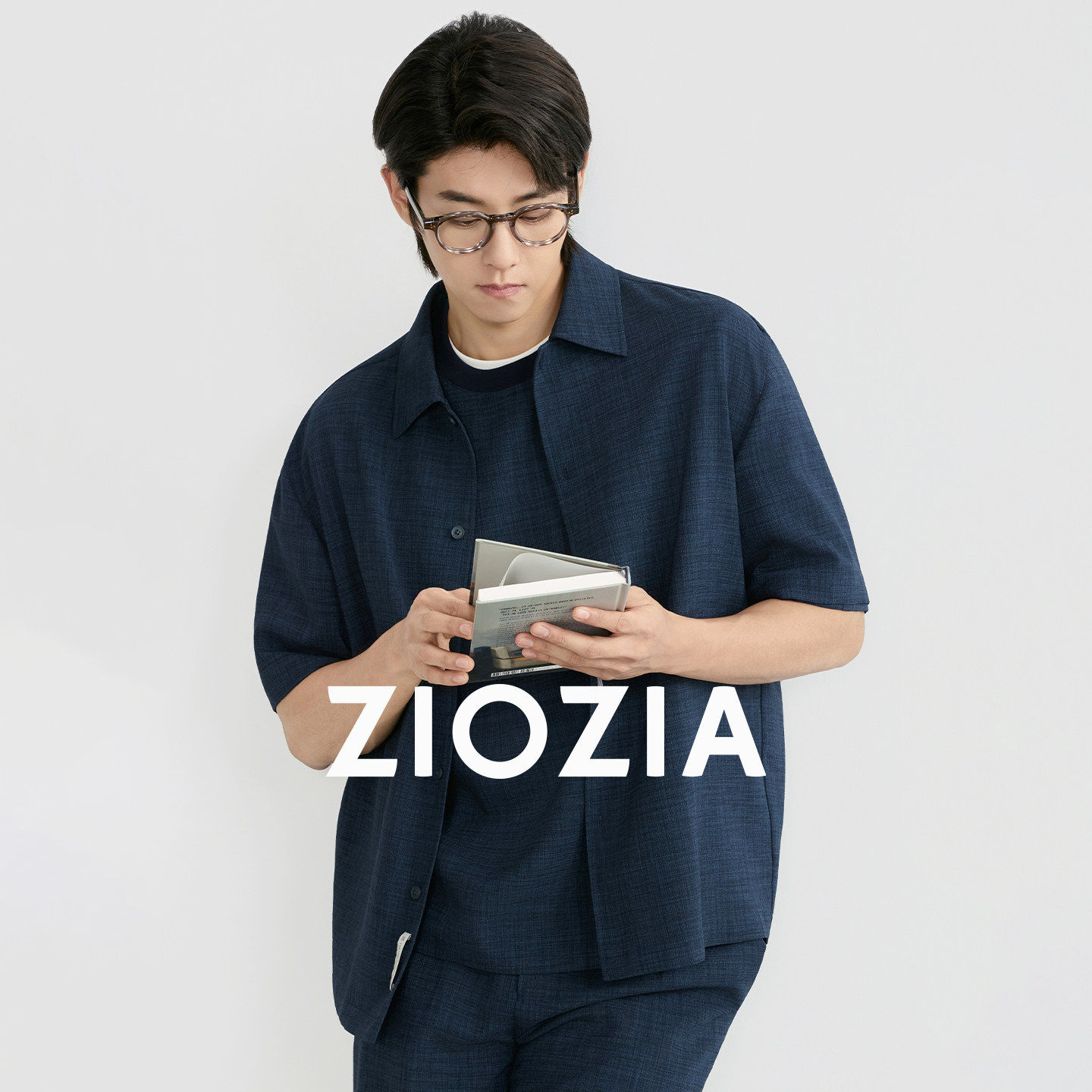 ZIOZIA通勤男装26夏季中青年仿麻休闲宽松短袖衬衫ZWAF2643
