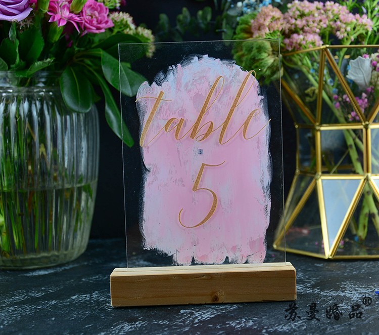 水彩粉戴系列亚克力桌卡 婚礼宾客桌号 席位卡定制 结婚桌牌台卡在类目 节庆用品/礼品, 席位卡中 - 来自Buy2taobao.com提供专业的淘宝代购服务