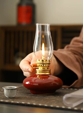 禅意轻奢酥油灯香薰灯两用茶桌茶宠摆件书房客厅氛围感装饰品摆件
