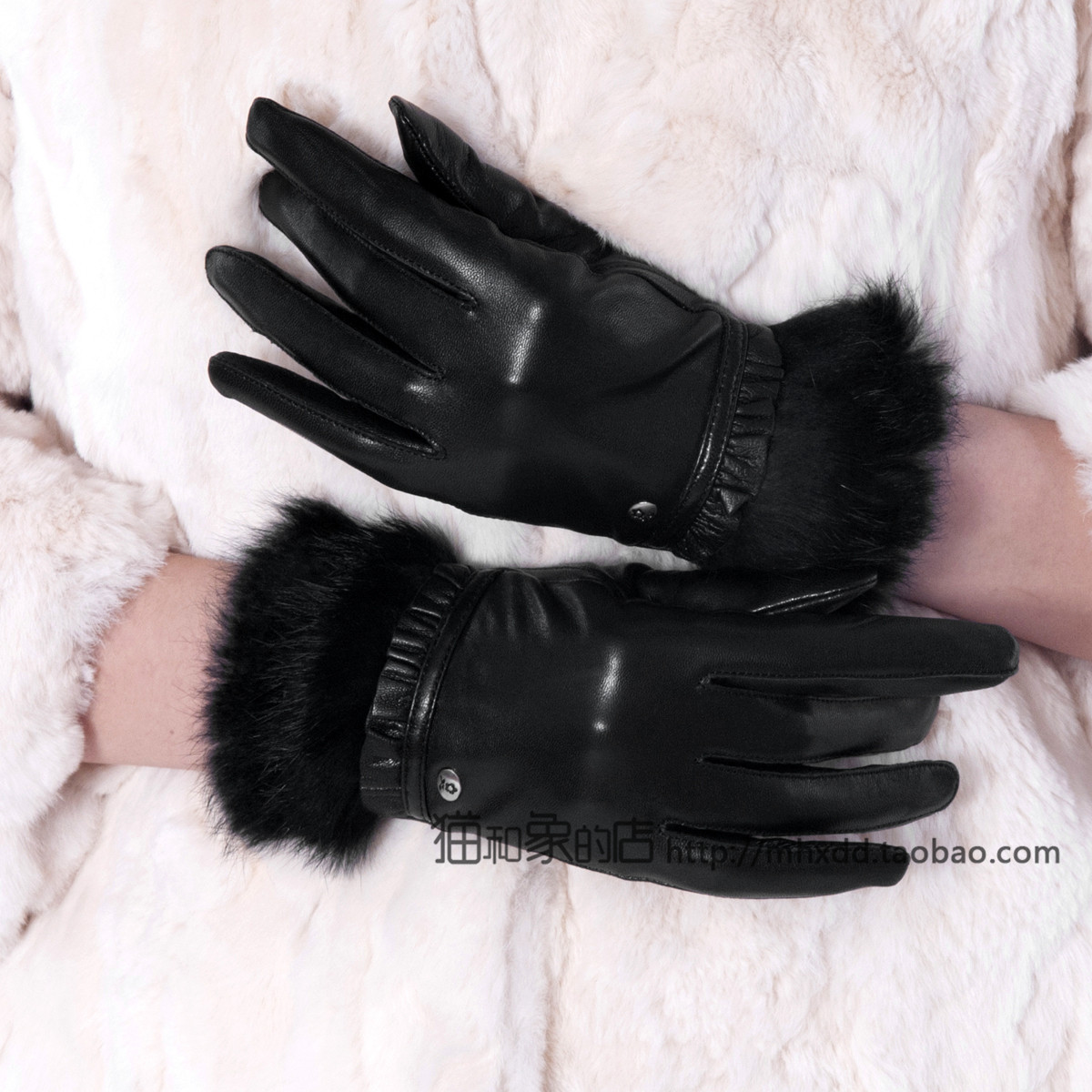 女款女朋友羊皮手套分指