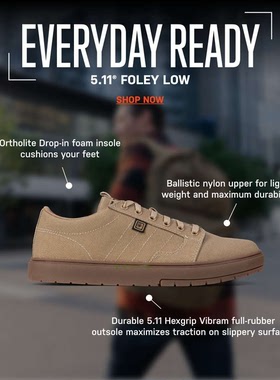 5.11 训练鞋12476 511 Foley Low 超耐磨弹道尼龙V底 运动板鞋