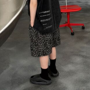 小杰家2026夏季新款男童韩版美式豹纹短裤中大童百搭休闲短裤潮