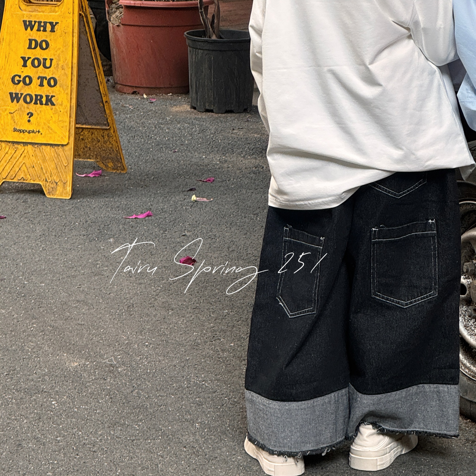 春季新款男童拼接直筒宽松牛仔裤