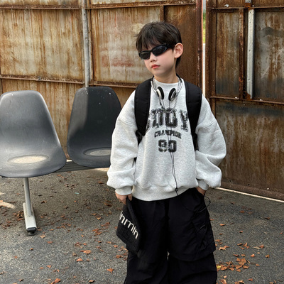 小杰家冬季新款男童加厚加绒卫衣