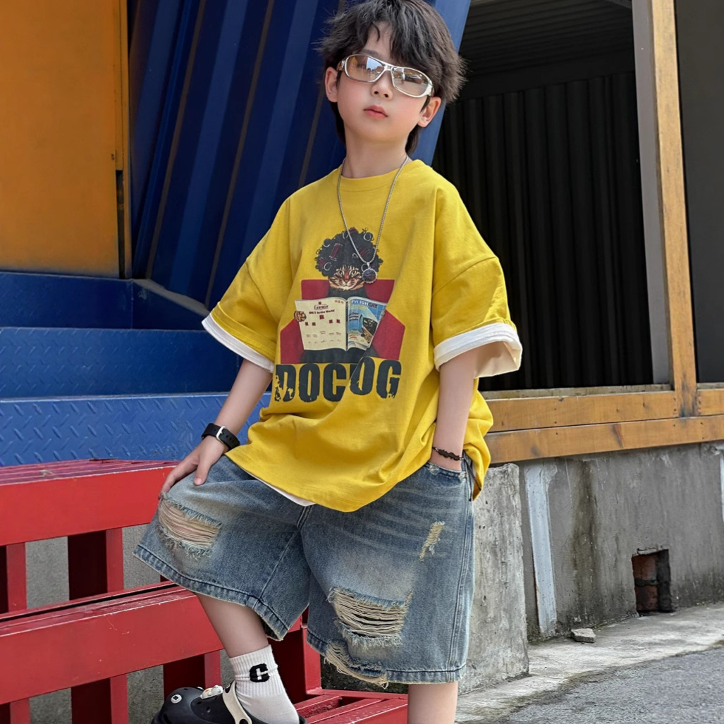 夏季新款男童数码印花短袖T恤