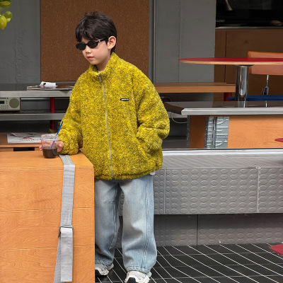 小杰家冬季新款男童夹棉毛绒外套