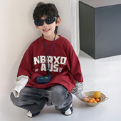 假两件童装 小杰家2026春季 圆领长袖 男童卫衣儿童美式 上衣 新款