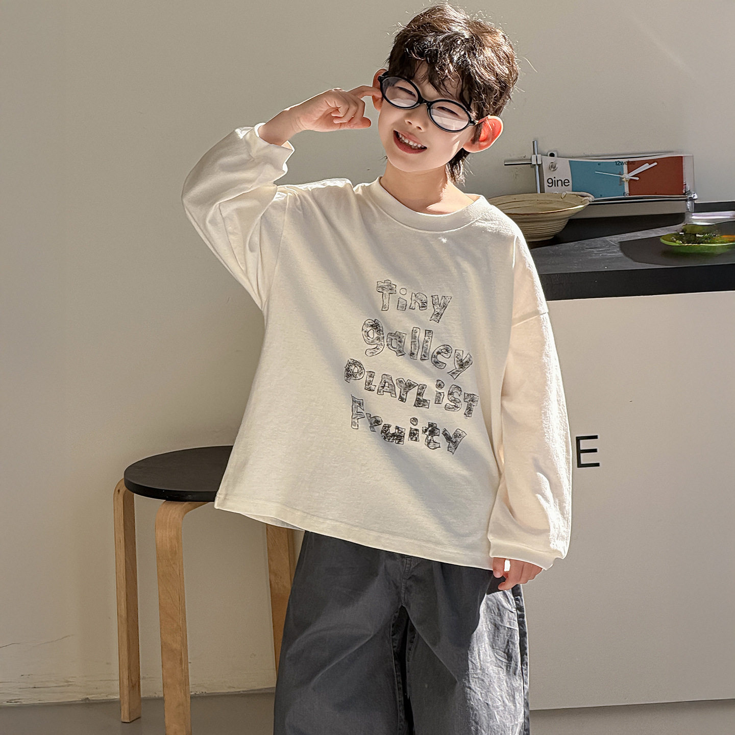 小杰家2026春季新款男童韩版宽松百搭字母印花T恤,童装/婴儿装/亲子装,T恤,淘宝优惠券,粉丝福利购,淘宝优惠卷