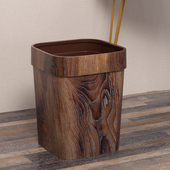 复古仿木纹垃圾桶家用创意客厅厨房卫生间纸篓塑料带压圈无盖大号