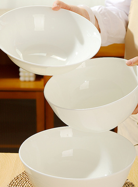 梓宁骨瓷大碗家用纯白陶瓷餐具酸菜鱼盆简约饭碗面碗汤盆大号汤碗