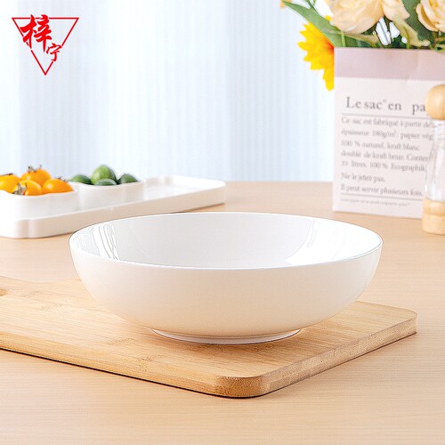 纯白骨瓷酸菜鱼盆家用陶瓷饭店餐具菜盘深钵碟子超大炒菜加深盘子 - 封面