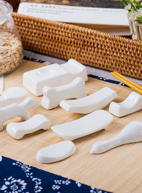 骨瓷家用酒店餐具摆台创意小调羹架多用勺子托汤匙枕托两用筷子架