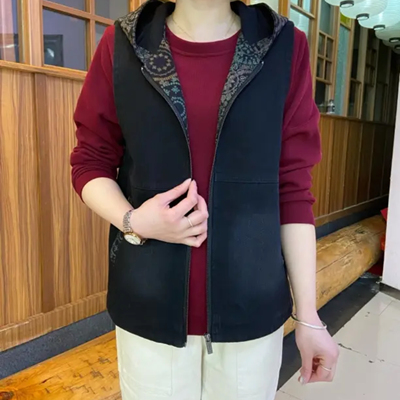 春装连帽牛仔马甲气质外穿马夹