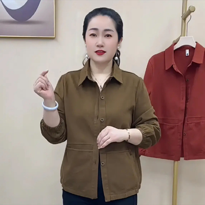 特色口袋短外套洋气POLO领上衣