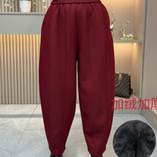 冬季加绒加厚哈伦裤新款宽松显瘦时尚百搭休闲长裤保暖舒适南瓜裤