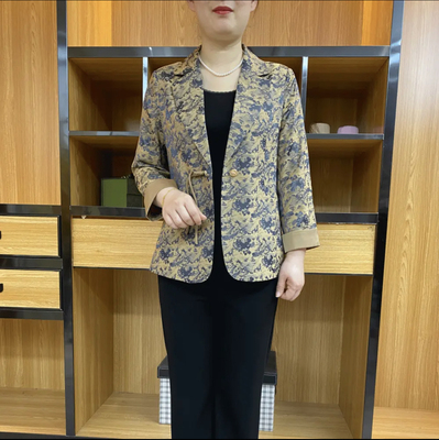 妈妈夏装薄款花色小西装2024春夏新款中老年修身显瘦时尚西服外套