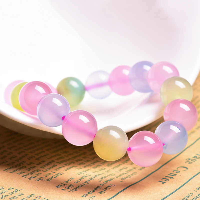 天然水晶彩玉髓糖心彩色饰品