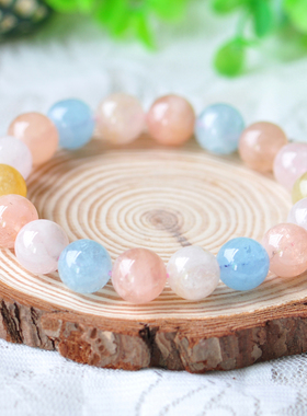 海蓝宝甜美风水晶饰品天然摩根石